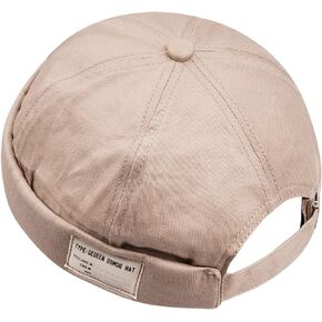 Croogo Unisex Visor-Less Cap Cotton Denim Brimless Docker Cap Rolled Cuff Harbour Hat Summer Baseball Cap
