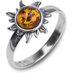 Ian and Valeri Co. Amber Sterling Silver Sun Small Ring