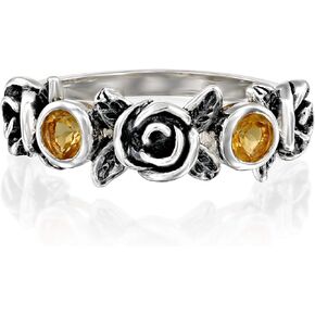 Paz Creations Ring For Women - 925 Sterling Silver Vintage Rings For Woman - Handcrafted Rose Flower Design With Gemstones - Jewelry with One Year Warranty - Gift For Her