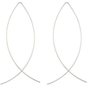 Arc Fish Threader Earrings for Women Girls Gold Sliver Plated Handmade Simple Long Wishbone Cross Metal Wire Personality Twisted Geometric Lightweight Thin Dangle Drop Earrings for Minimalist Trendy Jewelry Gifts