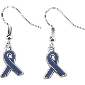 CHOORO Navy Blue Awareness Ribbon Earrings Gift for Colon Cancer, Arthritis, Rectal Cancer, Huntington's Disease in Saudi Arabia