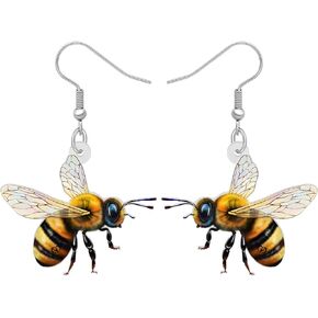 YAYAKO Acrylic Flying Bee Earrings Dangle Funny Honey Jewelry Gifts for Women Girls Spring Charms