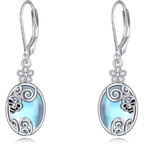 Moonstone Dragonfly/Bee/Hummingbird Earrings Sterling Silver Filigree Daisy Dangle Earrings Jewelry Gifts for Women Teen Girls