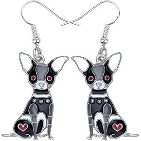 Enamel Alloy Cartoon Chihuahua Earrings Dog Drop Dangle Pet Jewelry For Women Girls Cute Puppy Charm Gift