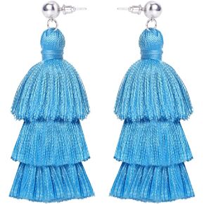 أقراط شرابة للنساء، أقراط بوهيمية متدلية مقاس 2.55 بوصة × 0.98 بوصة أقراط وردية ساخنة للفتيات أقراط متدلية صيفية للشاطئ أقراط مصنوعة يدويًا in Kuwait