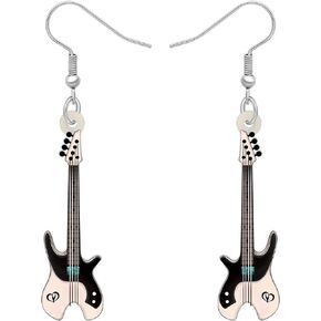 RAIDIN Acrylic Creative Music Bass Electric Guitar Earrings for Women Girls Gift Cute Dangle Earrings Jewelry for Party Charms Decorations
