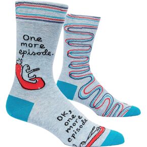 Blue Q Socks, Men's Crew, One More Episode, Blue, Medium