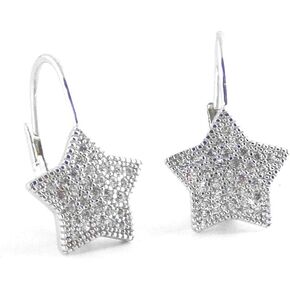 Tisoro 925 Solid Sterling Silver Dangling Small Star Earrings, Dangle Leverback Tiny Allergy Free Jewelry
