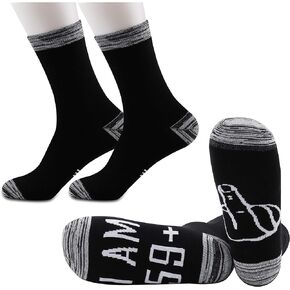 JXGZSO 2 Pairs 40th/50th/60th Birthday Socks I Am 39/49/59 Plus Middle Finger Socks Turning 40/50/60 Years Old Gift