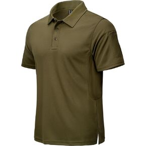 CRYSULLY Men's Tactical T Shirt Short Sleeve Quick Dry Polo Military Pullover Outdoor Golf Shirt Army Tee in Kuwait