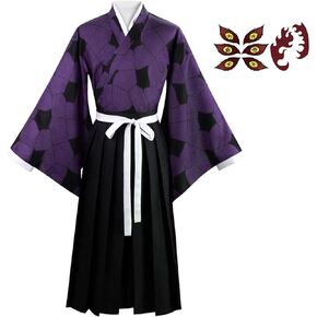 TMSREBU Kokushibou Cosplay Costume Role Play Kimono Outfit Uniform for Unisex