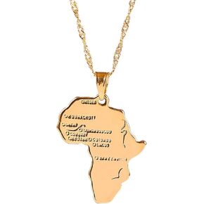 18k Gold Plated Filled Women Girl Africa Map Pendant Necklace