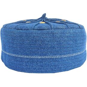 Kufi Men's Unisex Skull Cap Women's Solid Hat Hand Embroidery Kufi Caps Knitted Beanie Summer Headwear with Denim Style Cap