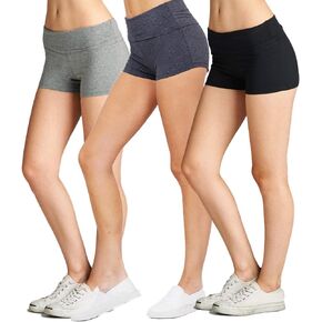 Emmalise Women's Active Yoga Shorts Low Rise Fold Over Workout Dance Pant