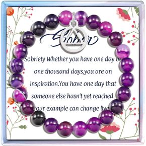 MollyQueen Sobriety Recovery Gifts Bracelet Sobriety Gifts for Women Men Sober Gifts Best Sobriety Gifts Alcoholics Anonymous Gifts Jewelry Serenity Courage Wisdom Bracelet
