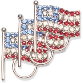 Calabria American Flag Pin Eyeglasses Holder ID Badge Holding Brooch Patriotic Rhinestone Red White Blue USA Shirt Hat Pants