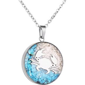 Lauren-Spencer Gemstone Beach Necklace for Women Turquoise Stone Pendant Necklace Dainty Cute Sea Turtle Starfish Sand Dollar Ocean Necklace for Women Teen Girls Summer Beach Jewelry Gift in Kuwait