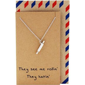 quan jewelry Rolling Pin Necklace, Gifts for Chefs, Gifts for Bakers Mom & Cooking Lovers, Kitchen Stainless Steel Pastry Maker, Gifts for Mom on Mother's Day & Christmas - 100% Handmade (Style 3)