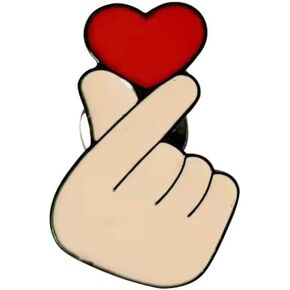 Cute Fashion Hand Heart Gesture Brooch Enamel Sign Language Lapel Pins Finger Heart Mini Pin