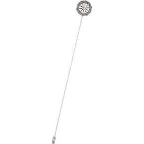 Alilang Women's Vintage Golden Metal Hollow Out Design Crystal Rhinestone Pearl Crown Hat Pin 5in Length Silver Flower Brooch