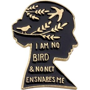 MYOSPARK Jane E Enamel Pin Literature Gift Cartoon Mirror Lips Lark Bird Series Pattern Wuthering Heights Anatomical Heart Brooch