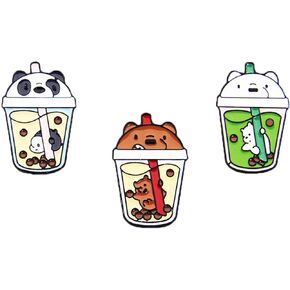Boba Tea Pearls Accessories Pin Cute Bubble Tea Stuff Funny Lapel Enamel Kawaii Cat Pins for Backpack Hat Jacket Pins(3 Boba Tea)