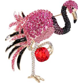 EVER FAITH Women's Austrian Crystal Graceful Enamel Flamingo Bird Brooch Gold-Tone
