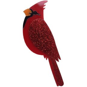 Generic Bird Brooch Pin for Women and Men, Acrylic Cardinal Red Bird Christmas Pin with Glitter, Winter Bird Jewelry for the Holidays