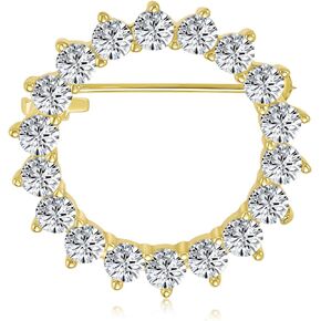 Bridal Eternity Marquise Cubic Zirconia AAA CZ Scarf Round Circle Brooch Pin For Women For Wedding Gold Silver Plated Brass