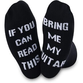 TSOTMO 2 Pairs If You Can Read This Bring Me My Guitar Socks Funny Socks Novelty Socks Guitar Gifts for Musician