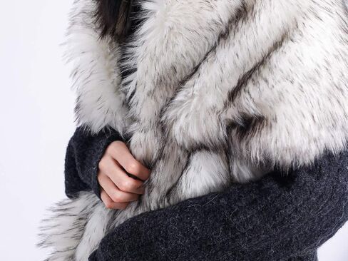 Jakawin Women’s Faux Fur Wraps and Shawls Stole Shrug Winter Bridal Wedding Cape (White with Black) in Saudi Arabia