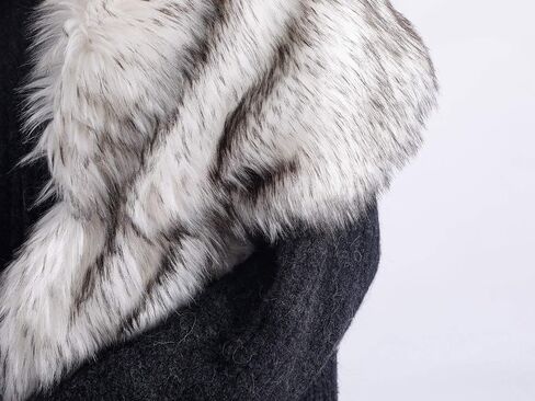 Jakawin Women’s Faux Fur Wraps and Shawls Stole Shrug Winter Bridal Wedding Cape (White with Black) in Saudi Arabia