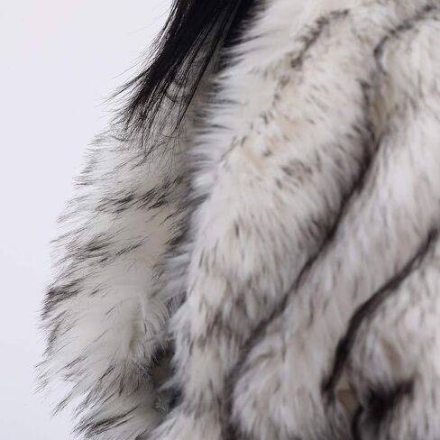 Jakawin Women’s Faux Fur Wraps and Shawls Stole Shrug Winter Bridal Wedding Cape (White with Black) in Saudi Arabia