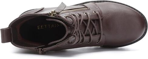 EETTARO Women's Fashion Chunky Heel Ankle Boots Lug Sole Lace Up Boot Ladies Side Zip Round Toe Anti-Slip Booties in Kuwait