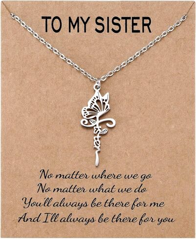 Sister Gifts Butterfly Necklace for Sister Sterling Silver Faith Pendant Necklace for Sister Birthday Gift for Best Friend Christmas Long Distance Jewelry Gifts for Girls Women in Kuwait