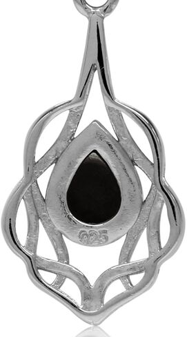 Silvershake Genuine Cabochon Stones White Gold Plated 925 Sterling Silver Celtic Knot Drop Solitaire Pendant Jewelry for Women in Saudi Arabia