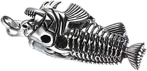 QIAN0813 Stainless Steel Fish Bone Fishing Hook Pendant Necklaces Hollow Fish Skeleton Necklace for Men Boys Gothic Jewelry in Saudi Arabia