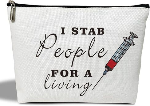حقيبة مكياج ltazhyi، I Stab People for a Living - حقيبة مكياج للسفر بسحاب، هدية تقدير للممرضة، هدية أسبوع الممرضة لممرضات التمريض RN، حقيبة أدوات الزينة وإكسسوارات السفر -04 in Kuwait