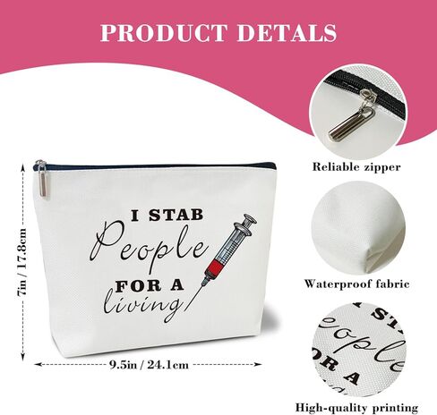 حقيبة مكياج ltazhyi، I Stab People for a Living - حقيبة مكياج للسفر بسحاب، هدية تقدير للممرضة، هدية أسبوع الممرضة لممرضات التمريض RN، حقيبة أدوات الزينة وإكسسوارات السفر -04 in Kuwait