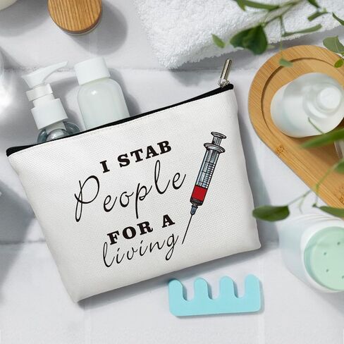 حقيبة مكياج ltazhyi، I Stab People for a Living - حقيبة مكياج للسفر بسحاب، هدية تقدير للممرضة، هدية أسبوع الممرضة لممرضات التمريض RN، حقيبة أدوات الزينة وإكسسوارات السفر -04 in Kuwait