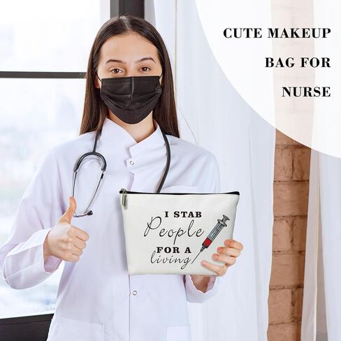 حقيبة مكياج ltazhyi، I Stab People for a Living - حقيبة مكياج للسفر بسحاب، هدية تقدير للممرضة، هدية أسبوع الممرضة لممرضات التمريض RN، حقيبة أدوات الزينة وإكسسوارات السفر -04 in Kuwait