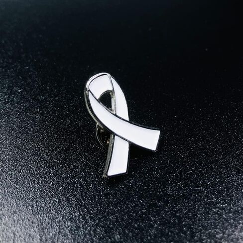 دبوس الشريط الأبيض 25 قطعة دبابيس طية صدر السترة للتوعية بسرطان الرئة in Kuwait