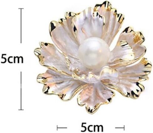 Peony Flower Brooch Vintage Pearl Brooch Lady Oil Drip Alloy Corsage Elegant Bezel Flower Pearl Brooch Banquet Wedding Exquisite Jewelry Gift Suitable for Female Friends, Metal, no gemstone in Kuwait