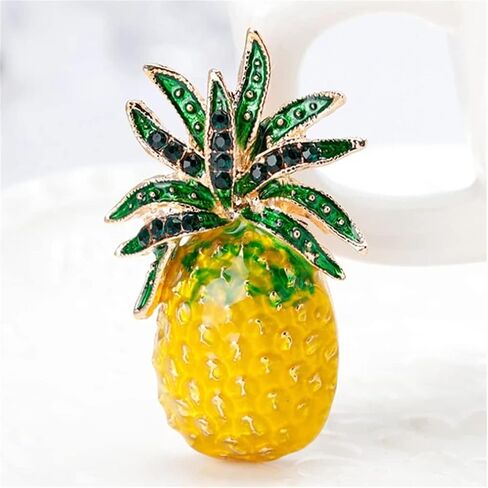 Pineapple Brooch Summer Fresh Drip Oil Fruit Corsage Creative Fruit Enamel Pins Fashion Pineapple Shape Casual Decoration Office Jewelry Gifts for Jackets Shirts Canvas Bags, Metal, no gemstone in Kuwait