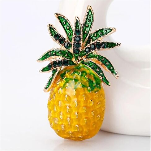 Pineapple Brooch Summer Fresh Drip Oil Fruit Corsage Creative Fruit Enamel Pins Fashion Pineapple Shape Casual Decoration Office Jewelry Gifts for Jackets Shirts Canvas Bags, Metal, no gemstone in Kuwait