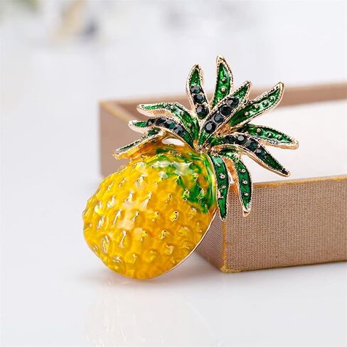 Pineapple Brooch Summer Fresh Drip Oil Fruit Corsage Creative Fruit Enamel Pins Fashion Pineapple Shape Casual Decoration Office Jewelry Gifts for Jackets Shirts Canvas Bags, Metal, no gemstone in Kuwait
