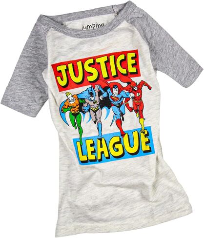 تي شيرت برسوم جرافيك للأولاد من DC Comics للأولاد من Justice League Superhero Lineup Raglan Kids للشباب in Saudi Arabia