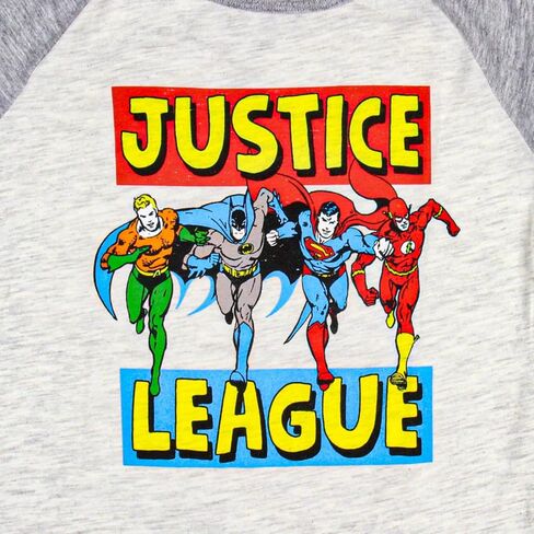 تي شيرت برسوم جرافيك للأولاد من DC Comics للأولاد من Justice League Superhero Lineup Raglan Kids للشباب in Saudi Arabia