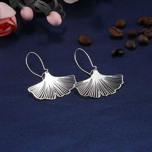 VU100 Ginkgo Leaf Earrings , Gold/Stainless Steel/Rose Gold Plated Big Fashion Design Boho Drop Dangle Geometric Statement Lightweight Earring for Women Girls Jewelry Gifts for Birthday Thanksgiving Christmas in Saudi Arabia