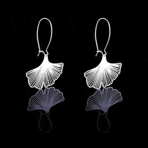 VU100 Ginkgo Leaf Earrings , Gold/Stainless Steel/Rose Gold Plated Big Fashion Design Boho Drop Dangle Geometric Statement Lightweight Earring for Women Girls Jewelry Gifts for Birthday Thanksgiving Christmas in Saudi Arabia